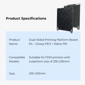 Creality K1C PEI 시트 양면 인쇄 보드 키트 Ender 3 V3 SE/Ender-3 S1/Ender-3 S1 Pro/Ender-5 235mm x