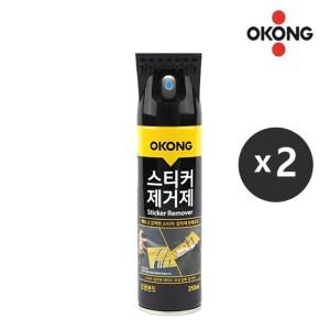 오공 스프레이 스티커 제거제 250ml x 2개 에어졸 스티커자국 끈끈이제거 타르 껌제거