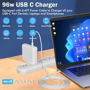 Reletech USB C 고속 충전기 USB C 포트 맥북 프로 에어 아이패드 프로 삼성 갤럭시 및 모든 USB C 장치 케이블 포함 96W