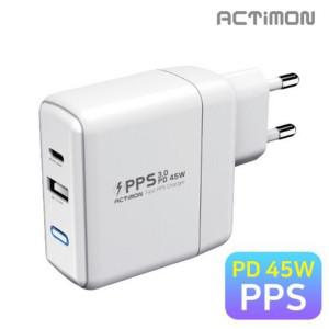 액티몬 PPS PD 45W 초고속 QC3.0 가정용충전기 USB C타입 2구 케이블없음 CtoC Cto8