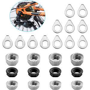 Syocsek 24개 자전거 너트 와셔 M8 M9.5 M10 액슬 키트 3가지 크기 휠