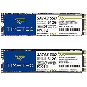 Timetec 512GBx2 (2팩) SSD 3D 낸드 TLC SATA III 6Gb/s M.2 2280 NGFF 256TBW 읽기 속도 최대 550MB/s SLC