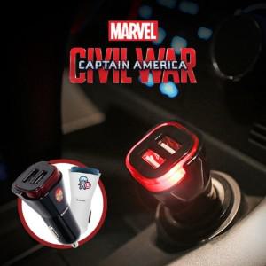 LED시거잭 MARVEL 3.1A 시빌워 차량용 듀얼USB 충전기