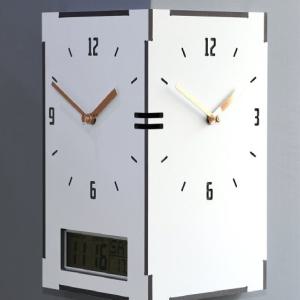 직사각 코너시계 - 캘린더 (Reangle corner clock Calendar)인테리어벽 벽걸이양면 소품 화이트 벽시계 전