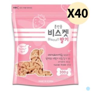 바우와우코리아 강아지 간식 훈련용 비스켓 딸기 X40