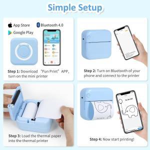 휴대용 무선 블루투스 잉크리스 프린터, 미니 열전사 3 롤 스티커, 메모 DIY용 감열지