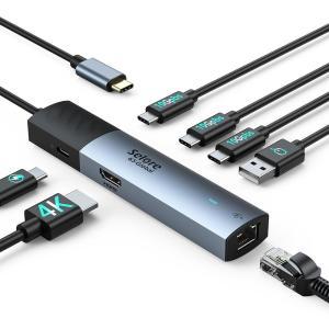 Selore 10Gbps USB C 허브 이더넷 어댑터 멀티포트 4K60Hz HDMI 기가비트 3USB 포트 100W PD 2.0 맥북 프로