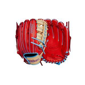 윌슨 WILSON 2024 A1000 PF1892 31.1cm(12.25인치) 외야 야구 장갑 - 레드/블론드/블루, 오른손 투구