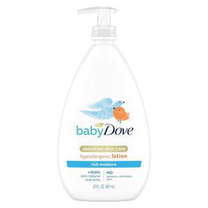 Baby Dove 민감한 스킨 케어 바디 로션, 섬세한 아기 피부용 풍부한 수분 24시간 모이스처라이저, 591.5 ml