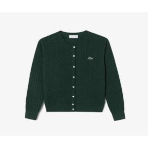 LACOSTE 여성 케이블 크루넥 가디건 [그린]