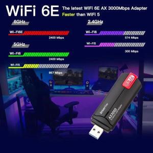 AX5400 와이파이 6E USB 어댑터 동글 트라이 밴드 2.4G, 네트워크 안테나, 노트북용, Win10, 11 무료