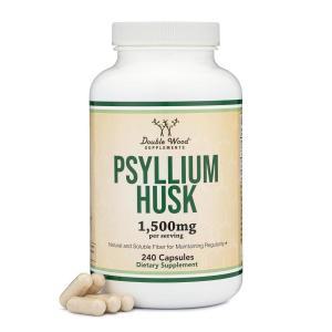 Double Wood Supplements 6650439694 Psyllium Husk 캡슐 섬유 보충제 (240개, 1회 제공량당 1,500mg) 규칙