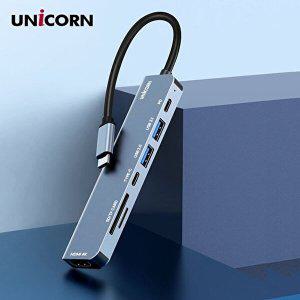 유니콘 7IN1 HDMI USB멀티허브 USB-C통신포트 SD/TF카_WD34E39