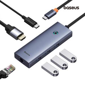 베이스어스 울트라 조이 6 in 1 스마트 멀티 포트 허브 초고속 4k 60Hz RJ45