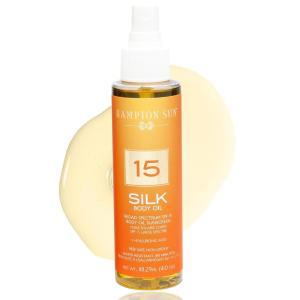 Hampton Sun SPF 15 Silk Body Oil 4.0 oz. - Hyaluronic Acid Infused Dry Firms Hydrates Skin Promotes