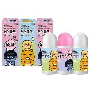 카카오프렌즈 썸머쿨액 50ml 3개 라이언 어피치 혼합발송 어린이 유아 물파스 벌레 모기 물린데 외용소독