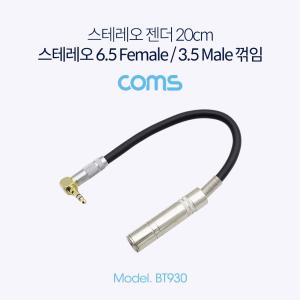 스테레오 변환 케이블 20cm Stereo 6.5mm F to 3.5mm M 꺾임 Metal스테레오젠더 스테