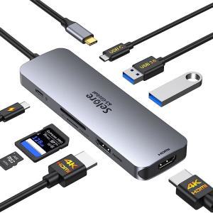 USB C 도킹 스테이션 듀얼 HDMI 모니터 - 어댑터 포트 2개 PD 충전 SD/TF AC 3.0 델 XPS/HP/레노버/서페이