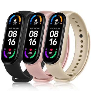 Amzpas Amazfit 밴드 5Amazfit 6용 실리콘 교체 밴드, Xiaomi Mi Band 5Mi 조절 가능한 손목 3팩 여성 남성