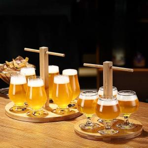 맥주 샘플러 맥주컵 시음 트레이 플레이트 나무 홀더 세트 생맥주 테이스팅