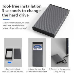 KDYDO 알루미늄 HDD 케이스 2.5 -USB 3.0 하드 드라이브 인치 SSD 디스크 도구용 C 타입 3.1 외장 인클로저