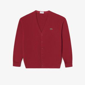 라코스테 LACOSTE 남성 베이직 링스링스 와이넥가디건AH688E-54N_IU4_BON