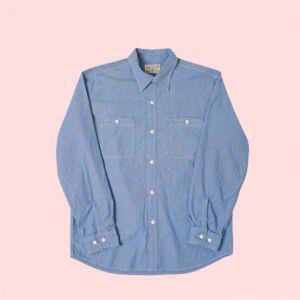 반츠 PFS Chambray 코튼 면 워크 셔츠 블라우스 상의 원 Wash 인디고