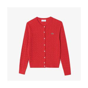 라코스테 LACOSTE 여성 케이블 크루넥 가디건 레드 AF091E-54N240 303330