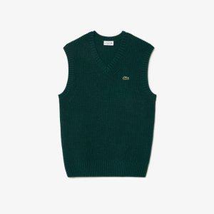 라코스테 LACOSTE 남성 립 조직 V넥 베스트 AH3143-54N_YZP_BON 330937