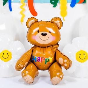 [OFL4MRRT]슈퍼쉐잎 HAPPY곰돌이 파티장식 은박풍선