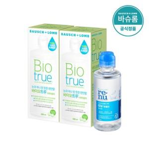 바이오트루500ml x 2개 + 리뉴후레쉬120ml 렌즈 세척액 세정액 관리용액 보존액 식염수 클리너