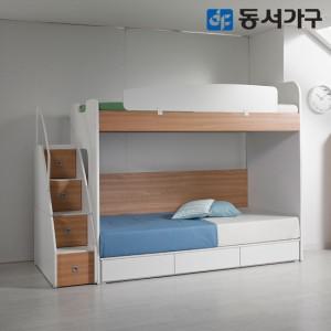 동서가구 디무트 수납형 계단 이층 서랍 침대세트 매트리스 2EA 포함 DF626514