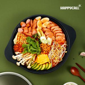 HC해피콜 티타늄 IH 플라토팬 후라이팬+전골냄비 전천후 부대찌게팬 28cm 유리뚜껑 세트