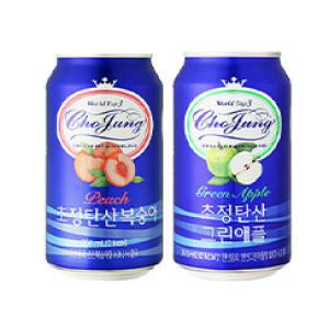 1+1 초정탄산 그린애플+복숭아 350ml 24캔(총48캔)