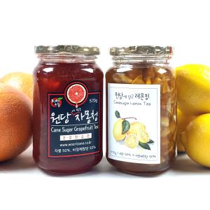 수제과일청 2입 선물세트 (원당 레몬청 570g 1병+원당 자몽청 570g 1병)