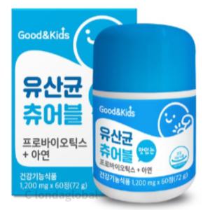 내츄럴플러스 굿앤키즈 맛있는 유산균 츄어블 60정