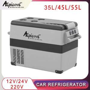 Alpicool 차량용 냉장고, 휴대용 미니 쿨박스, 가정용 차량 트럭, 12V, 24V, 220V, CF 35L, 45L, 55L