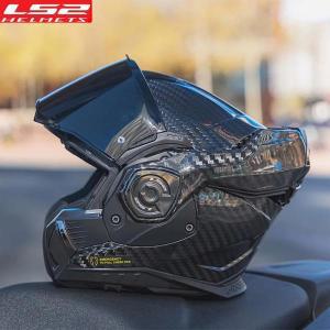 LS2 FF901 탄소 섬유 플립 업 오토바이 헬멧 듀얼 렌즈 LS2 Capacete Cascos Para Motocross 레이싱 헬멧 A