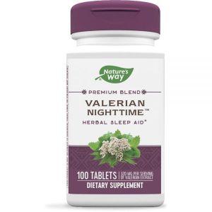 Nature's Way 3602555045 Valerian Nighttime, 허브 수면 보조제*, 발레리안 추출물 1회 제공량당 320mg,