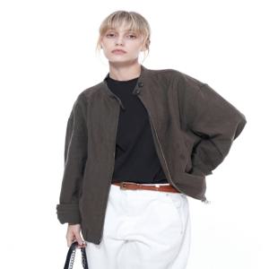 Herrington Linen Biker Varsity Jacket - Brown