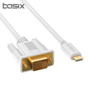 Basix Type-C to VGA 케이블 180CM 고화질 영상미러링VGA연장선 신호 리피터 연장 모니터 노트북 복합기 전