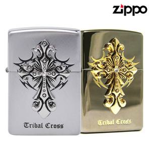 [ZIPPO] 지포 라이터 TRIBAL CROSS EMB CHROME, BLACK