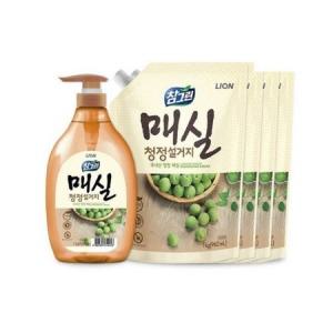 참그린 매실 1kg 용기 x 1개 + 1kg 리필 x 4개 깨끗한 설거지 주방세제