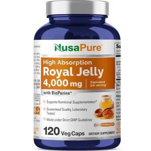 NusaPure Royal Jelly 4000mg - 식물성 캡슐 120개(GMO 프리, 글루텐 바이오페린)