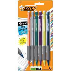 BIC Xtra Comfort 지우개 달린 샤프 펜슬 미디엄 포인트 0.7mm 6개입 팩 학교 또는 사무용품용 벌크 핫템