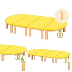 어린이집 원목책상 (노랑 2000x1000mm 1세트) 좌식 테이블 유치원