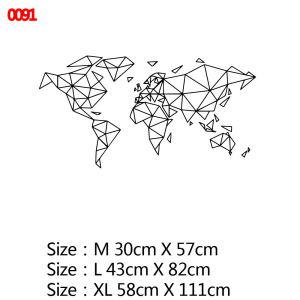 세계지도 월드맵  기하학적 벽 스티커 집 사무실 방 장식 액세서리 침실 거실 벽화 벽지
