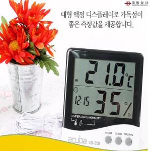 ACUBA 아쿠바 온습도계/CS-201/온습도계/0℃~50℃/탁상용/벽걸이용/시간/날짜/생활소품/건강관리/주방소품