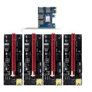 BTC 비트코인 채굴용 멀티플라이어 카드, PCI-E Express 1X-16X 라이저 009S 카드 어댑터, PCIE 1-4 슬롯 포트,