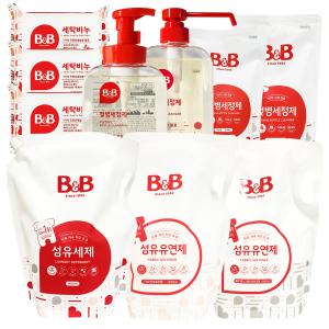 비앤비 섬유 세제 리필 1800ml 2개 아기 유아 국민 유연제 세탁 비누 젖병 세정제 세척제